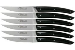 Claude Dozorme Le Thiers Steak Knife Set 6-piece, Polished Black