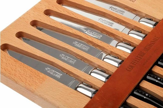 6-pc Black Horn Tip Fontenille Pataud Steak Knives 2 6-pc Black Horn Tip Fontenille Pataud Steak Knives - Image 2