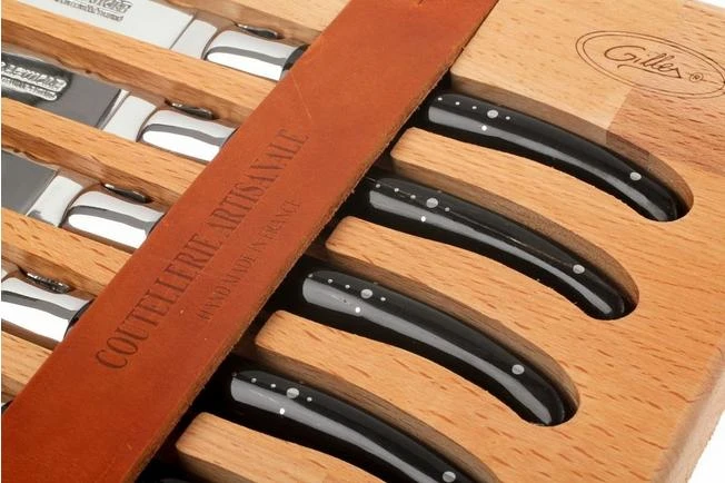 6-pc Black Horn Tip Fontenille Pataud Steak Knives 3 6-pc Black Horn Tip Fontenille Pataud Steak Knives - Image 3